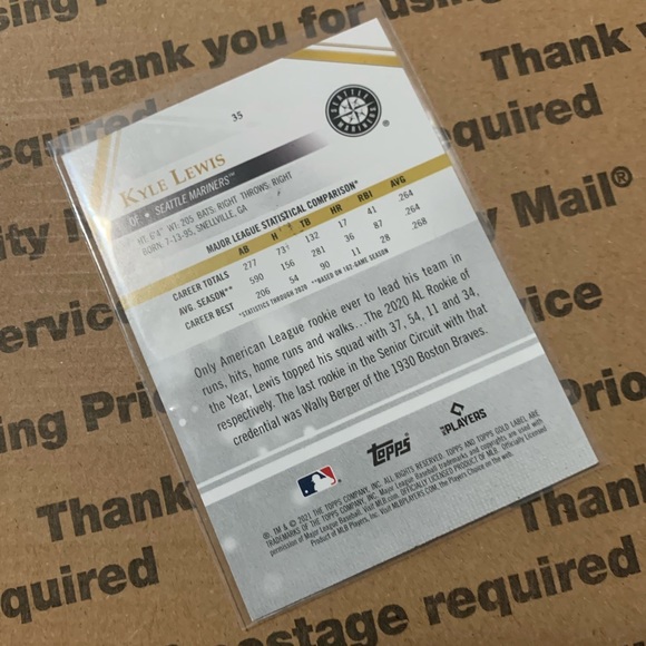 Kyle Lewis ‘21 Topps Gold Label Card - Picture 6 of 6